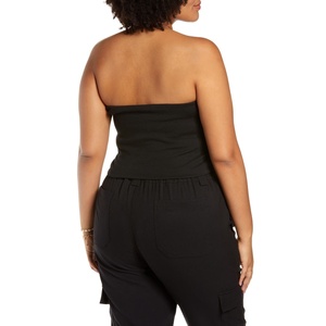 Top a Tubo in Cotone Organico Nero a Costine, Taglia 1X, Traspirante, Lavorato a Maglia, con Logo Personalizzato, Stile Casual - Product Image 3