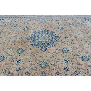 Tapis vintage surdimensionné 13,1 x 9,5 pieds, tapis turc en laine bleu et marron à bordures - Product Image 5