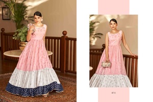 Vestido Anarkali de algodón y seda para mujer, ropa de boda y fiesta al mejor precio de la India, superventas - Product Image 2