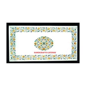 หินอ่อนสีขาวทรงสี่เหลี่ยมทำด้วยมือสุดสวยท็อปคลาสแบบฝังบนโต๊ะสำหรับงานออกแบบดอกไม้ประดับโต๊ะแบบอินเดีย - Product Image 1