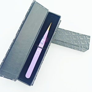 แหนบปลายขนตาแบบแยกสแตนเลสอย่างยั่งยืนปลายต่อขนตาสีม่วงแบบคลาสสิก - Product Image 3