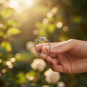 Anillo de Compromiso Ovalado de Plata de Ley con Tanzanita y Halo de Topacio Blanco, Joyería Elegante para Mujer - Product Image 3