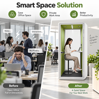 Cabine de bureau acoustique moderne pour une personne, cabine téléphonique insonorisée, cabine de confidentialité en verre pour une disposition flexible du lieu de travail