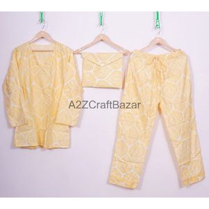 Women's New Luxury <b>Romantic</b> V-Neck Long Sleeve Comfort PJ Set Floral Hand Block Print Nightwear for All Seasons Front Logo - Product Image 5