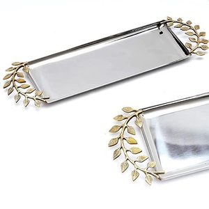 Bandeja lujosa de latón para servir comida al por mayor, bandeja de almacenamiento de latón de metal y cobre para joyería, bandeja de tocador para cosméticos, bandeja de servicio de acero inoxidable - Product Image 3