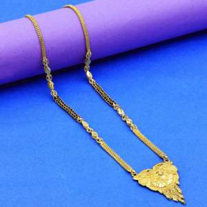 จี้มนต์พระสูตรทอง24K แบบขายส่ง, เครื่องประดับแบบดั้งเดิม, เครื่องประดับแฟชั่นงานแต่งงาน, mangalsutra พร้อมลูกปัดสีดำ - Product Image 1