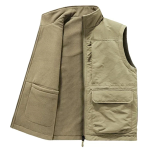 Gilet d'hiver pour homme en cuir véritable, fermeture éclair, imperméable, respirant, 5 poches, vêtement d'extérieur de haute qualité avec service OEM - Product Image 2