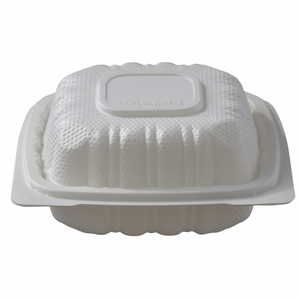 Contenitore per Pranzo in PP Bianco con Coperchio a Cerniera, 6x6 Pollici, Monoporzione, Adatto al Microonde - Product Image 2