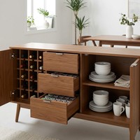 Buffet moderne de luxe en bois massif avec station de bar à café et rangement personnalisé pour la maison, l'hôtel, la salle à manger et la cuisine