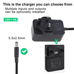 Adaptador de Corriente de 12V 2A, Convertidor de CA a CC, Entrada de 100-240V, Enchufe Tipo G del Reino Unido, Compatible con 5.5mm x 2.1mm y 2.5mm, 1000mA 1500mA - Product Image 2