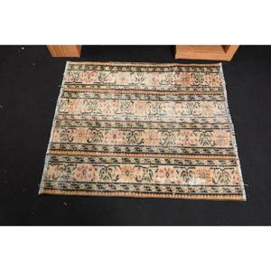 Classic Beige <b>Black</b> 3 X 3.5ft Wool <b>Rug</b> Handmade Turkish Patchwork Rectangle <b>Rugs</b> for Living Room or Bedside Latex Backing - Product Image 3