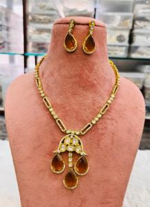 Premium Moissanite Polki Necklace Set for Women Bridal Set with Earrings Traditional Indian Necklace Ethnic <b>Statement</b> <b>Jewelry</b> - Product Image 2