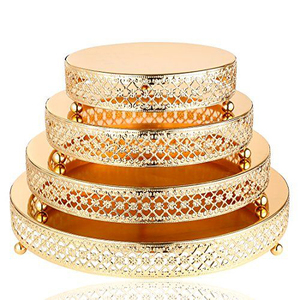 Top Rated Best Selling Gold Finished <b>Set</b> in 3 Pcs Metal <b>Cake</b> <b>Stand</b> Round Shape Unique Design Centerpiece for Tabletop Decoration - Product Image 6