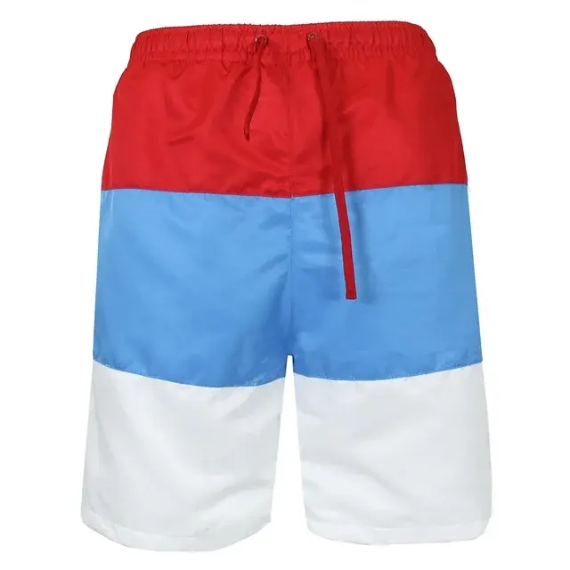 red sky white color block swim shorts