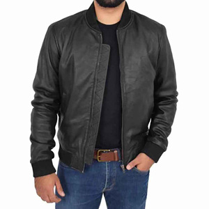 Veste en cuir noir pour homme, best-seller en gros, veste coupe-vent tendance avec fermeture éclair, veste de haute qualité pour homme - Product Image 1