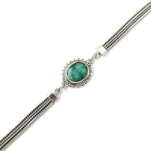 Bracelet tennis en or 18 carats avec émeraude taille émeraude et perle d'eau douce, 10,5 grammes, plaqué rhodium avec accents en or rose - Product Image 1