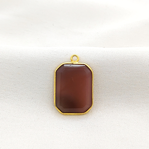 จี้พลอยอาเกตทรงแปดเหลี่ยมพร้อมจี้925ทำมือทำจากเงิน - Product Image 1