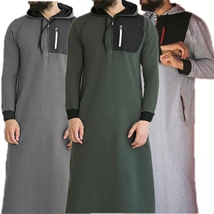 Dishdash à capuche ou jubba nouveau islamique musulman arabe hommes Robe capuche ample à manches longues brodé arabe Thobe pour hommes - Product Image 1