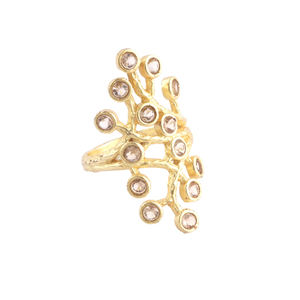 Anillos de lujo con diseño de filigrana de cuarzo rosa, piedra múltiple, chapado en oro amarillo, sortijas nupciales, regalo de tamaño 9US - Product Image 3