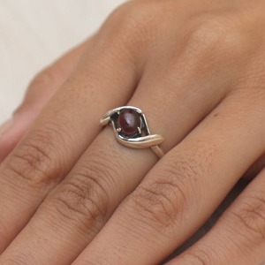 925 Sterling <b>Silver</b> <b>Boho</b> Style <b>Ring</b> Garnet Gemstone Handmade Jewelry for Women Rhodium Plated Wedding Gift for Wife for Parties - Product Image 3