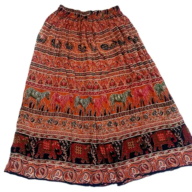 Элегантные печатные женские юбки с принтом слона морщин юбка 36 дюймов эластичный пояс и кулиска OEM