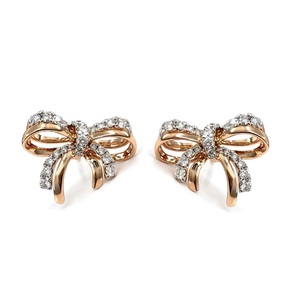 Vente en gros de boucles d'oreilles en or rose 18 carats avec nœud papillon et ruban style vintage à la mode pour femme - Product Image 1