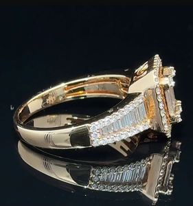 Anillo de boda de eternidad de doble fila Anillo de lujo de oro amarillo y diamantes de 18 quilates Anillos de regalo de moissanita para fiesta y Aniversario - Product Image 5