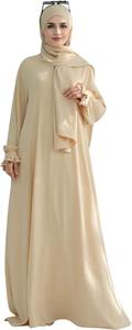 Full-length Customizable Breathable Premium <b>Closed</b> Polyester Abaya V Neck Long Sleeve Four-Way Stretch Turkish Style Muslim - Product Image 5