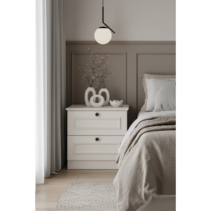 Mesa de Noche Moderna para Dormitorio, Mira, con 2 Cajones, Ajustable, Extensible, Ecológica, Duradera, Multifuncional y Contemporánea - Product Image 2