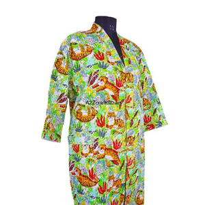 Kimono Kantha Indio Vintage Hecho a Mano, Maxi Vestido Informal de Invierno para Mujer, Estilo Floral de Verano, 100% Algodón, Secado Rápido, Suave y Transpirable, para Playa - Product Image 6