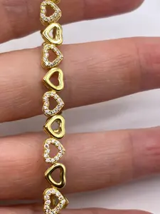 Bracelet tennis cœur pour femme en diamant de laboratoire 5 carats, argent sterling plaqué or, style vintage, pour anniversaire et fiançailles - Product Image 3