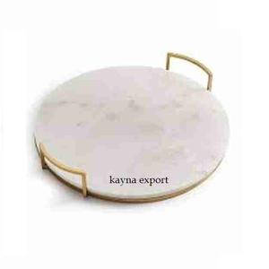 Modern Metal Fancy Decorative Marble Base Tray - Product Image 2