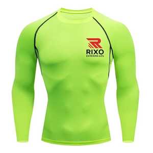 Camiseta Deportiva de Compresión para Hombre, de Alta Calidad, Personalizable, de Secado Rápido, Transpirable, Manga Larga, Cuello Redondo, Spandex/Algodón, para Gimnasio - Product Image 2