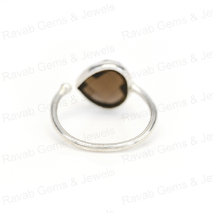 Meilleure vente bague pour femme en argent sterling 925 solide 10x10mm Quartz fumé damier coupe lunette réglage or rose fait à la main fin - Product Image 3