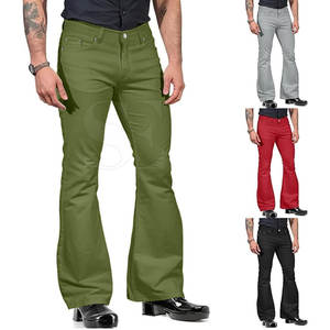 Venta al por mayor transpirable, ropa de calle personalizada, pantalones vaqueros acampanados apilados, pantalones desgastados holgados verdes, pantalones vaqueros acampanados apilados Vintage - Product Image 2