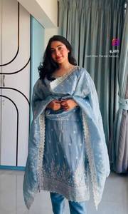 Designer <b>Indian</b> Salwar Kameez <b>Top</b> & Pent & Dupatta Modern Style Party Wear Wedding Dress All Seasons - Product Image 4