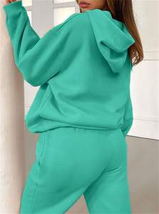 SUDADERO de algodón 100%, conjunto ligero con capucha, cierre de cordón, invierno, ecológico, lavado a la piedra, estampado de diamantes de imitación adornados - Product Image 4