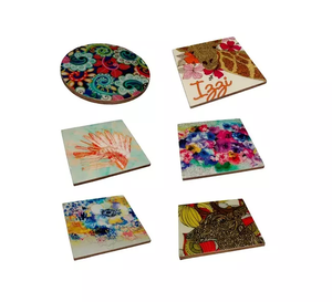 Different Shape Enamel Print Design <b>Glass</b> <b>Coaster</b> Latest Design Wooden & Resin Collection Flatware Dinnerware Tea Cup Mats Pads - Product Image 1