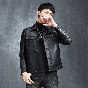 เสื้อแจ็คเก็ตหนังแกะแท้สำหรับผู้ชาย ฤดูหนาว กันน้ำ กันลม ระบายอากาศได้ดี สไตล์นักขี่มอเตอร์ไซค์ ทรงบอมเบอร์ สไตล์ไฮสตรีท - Product Image 5