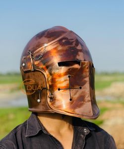 Casco Medieval Barbuta, Casco de Guerrero Hecho a Mano con Acabado de Cobre y Ranuras Estrechas para los Ojos, para Exhibición y Colección - Product Image 4