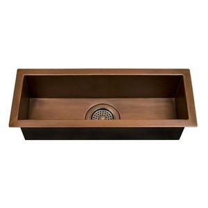 Évier moderne, élégant et écologique en métal cuivré de forme rectangulaire avec finition brune Accent de luxe fait à la main pour la maison - Product Image 1