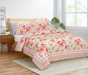 Draps de lit de taille jumbo au design floral lumineux fabriqués sur mesure avec 2 taies d'oreiller Tissu 100% coton 30s count Tissu plus fin et plus doux - Product Image 3
