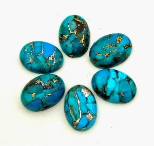 100% piedras preciosas pulidas lisas de forma ovalada turquesa de cobre azul suelto de Grado Superior Natural para uso de joyería a precio a granel OEM - Product Image 2