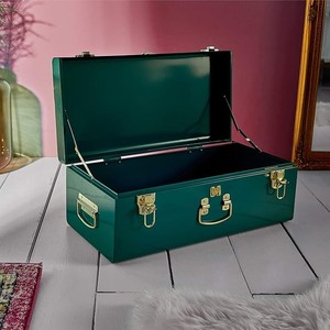 Boîte de rangement en métal faite à la main de haute qualité avec poignée pour la décoration de la maison d'Inde - Product Image 2