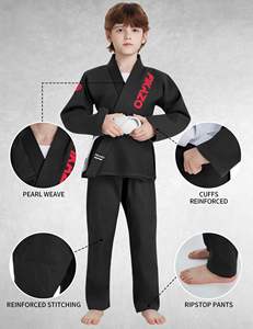 Niños BJJ Gi ligero preencogido 350gsm perla tejido brasileño Jiu Jitsu uniforme con cinturón logotipo personalizado artes marciales Kimono - Product Image 3