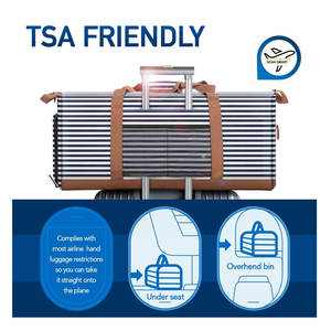 Sac de Sport <b>Striped</b> Duffel Bag – Navy <b>Blue</b> & <b>White</b> with Brown Accents, Stylish Sports & Travel Bag - Product Image 2