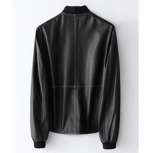 2025, chaquetas de cuero con botones delanteros para mujer, chaqueta de cuero genuino para mujer, chaqueta Bomber de cuero - Product Image 2