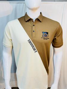 T-shirt polo décontracté à manches courtes pour hommes à la mode pour l'été 280g tissu poids bloc de couleur Patchwork Design avec logo imprimé - Product Image 3