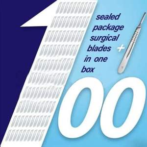 100 pièces lames de scalpel #10 pour poignée n ° 3 lames chirurgicales stériles en acier au carbone Instrument médical - Product Image 3