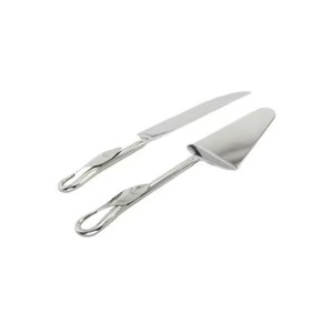 ชุดมีดและที่ตักเค้กสแตนเลสสตีลขัดเงาสีเงินด้าน - Product Image 3